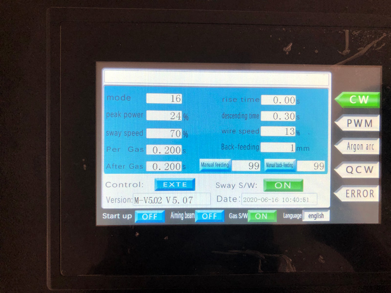 手持式激光焊接機控制系統